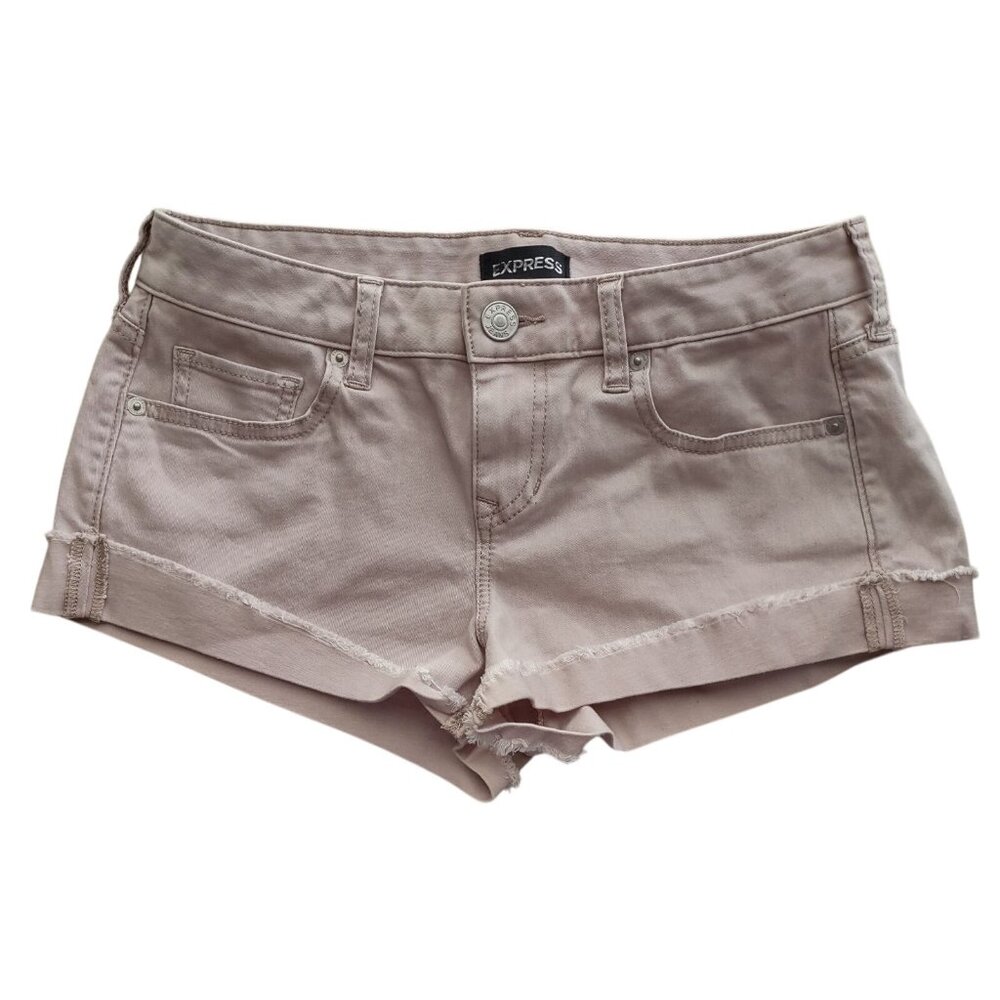 Express Shorts Womens Size 2 Pink Cuffed Cut-Off Jean Denim xs